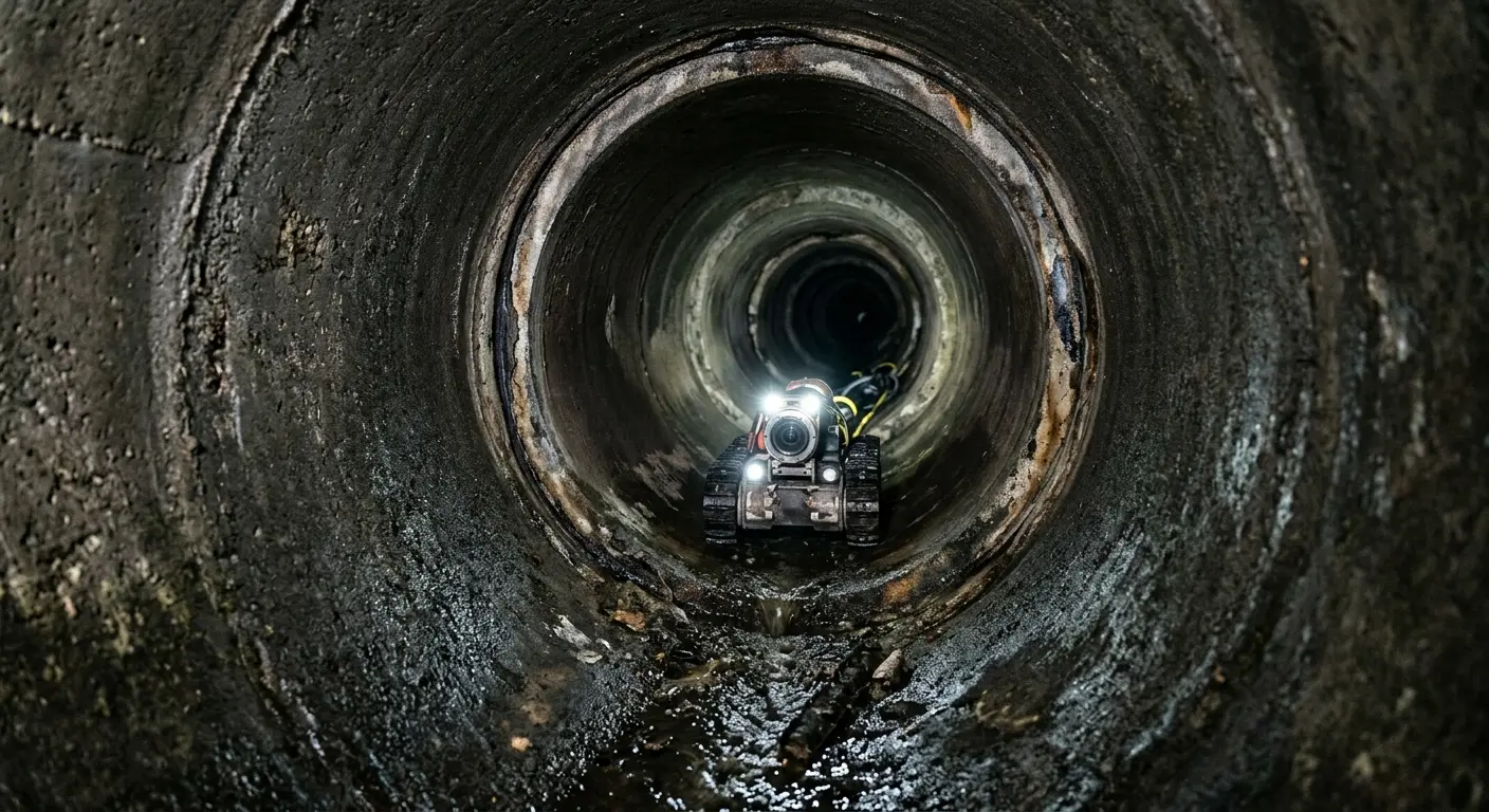 Robotic sewer camera inspecting pipe interior for Sewer Line Repair in Syracuse